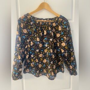 Floral Peasant Blouse - Black, Blue , Yellow - See Measurements